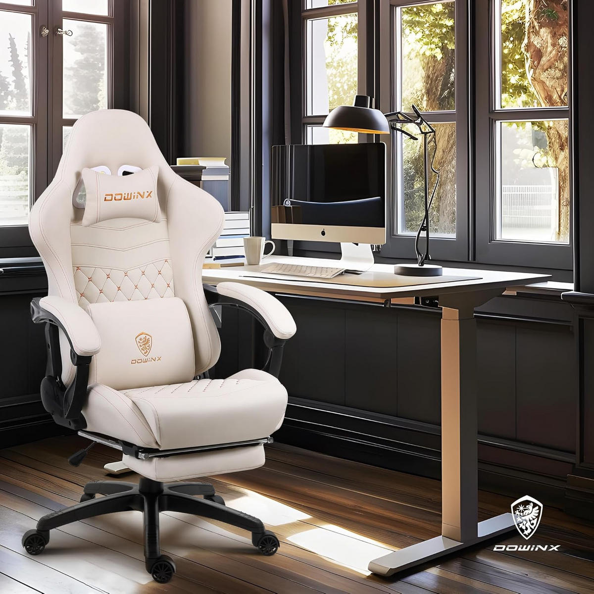 GAMING-STUHL Ergonomisch Verstellbarer 90°-170° Für Homeoffice/Gaming - Weiß, Leder (60/115/60cm)