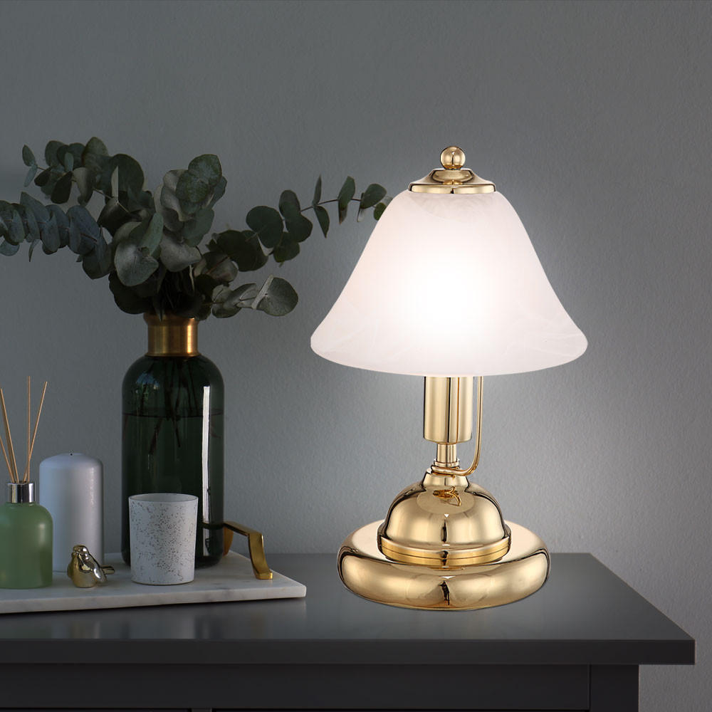 TISCHLEUCHTE Messing Glas Alabaster - Messingfarben, Glas (17/17/27cm) - Globo Lighting