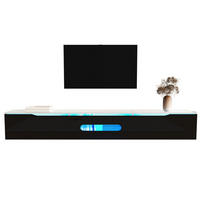 LOWBOARD 180/35/30 cm in Schwarz-Weiß mit LED-Beleuchtung und 3 Türen - Schwarz, Holzwerkstoff (180/30/35cm) - Flora Grace
