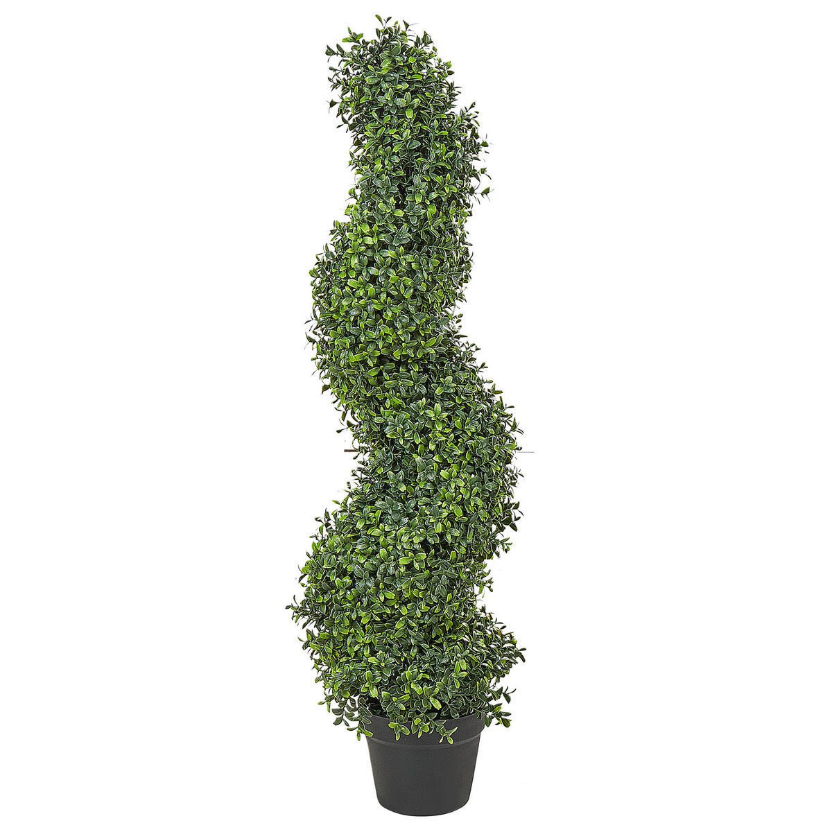 KUNSTPFLANZE im Blumentopf 98 cm Grün/Schwarz Buxus Spiral Tree - Schwarz/Grün, Kunststoff (98cm) - Beliani