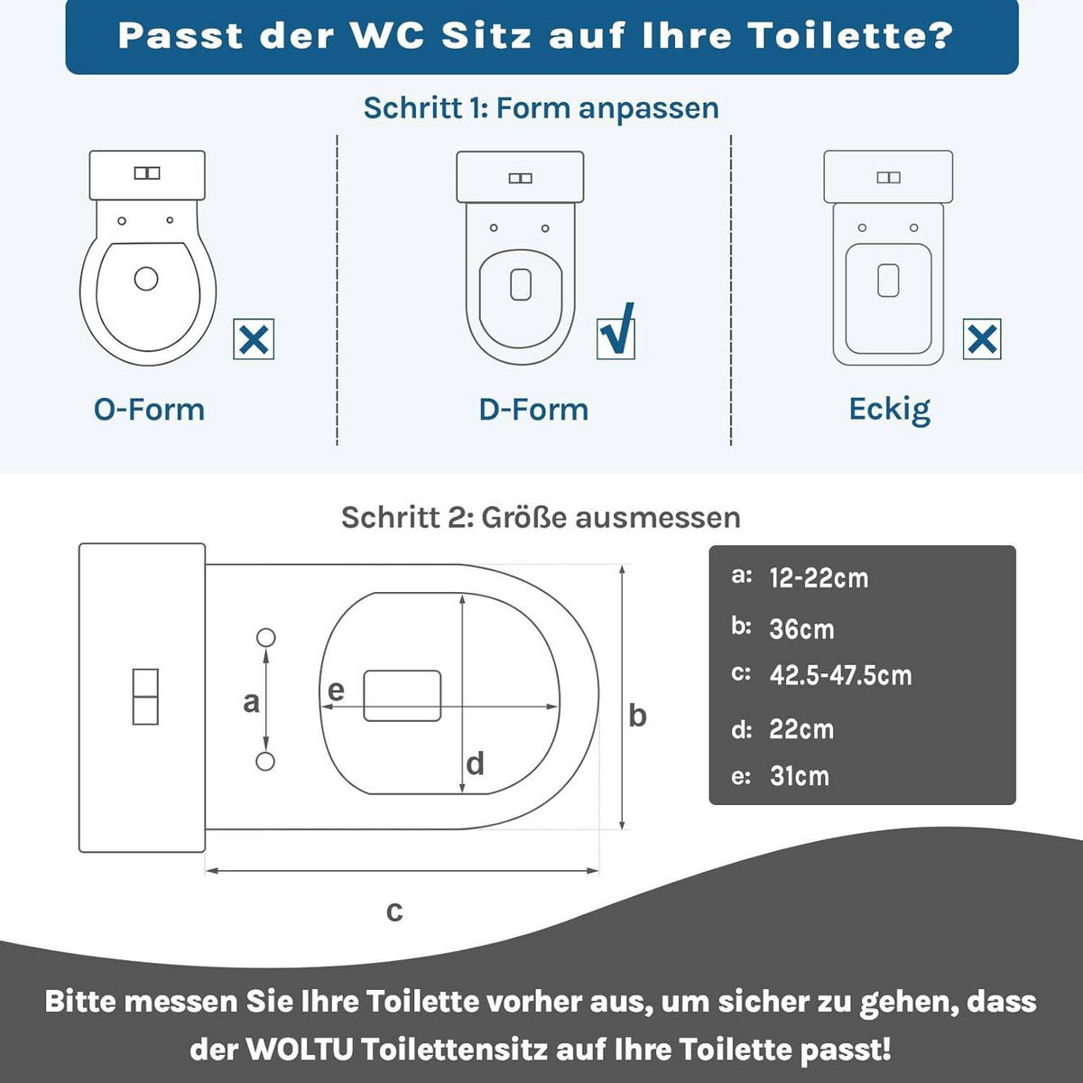 WC SITZ, Fast Fix/Schnellbefestigung, Antibakteriell D-Form - Weiß, Kunststoff (36/4/47cm) - Woltu
