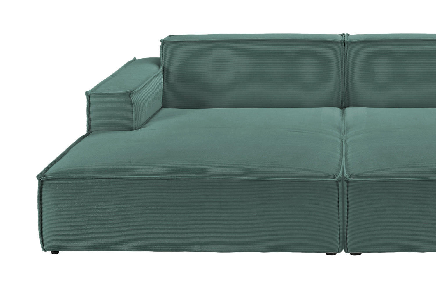 BIG SOFA SAMU Grün Cord - Schwarz/Grün, Textil (256/72/168cm) - KAWOLA