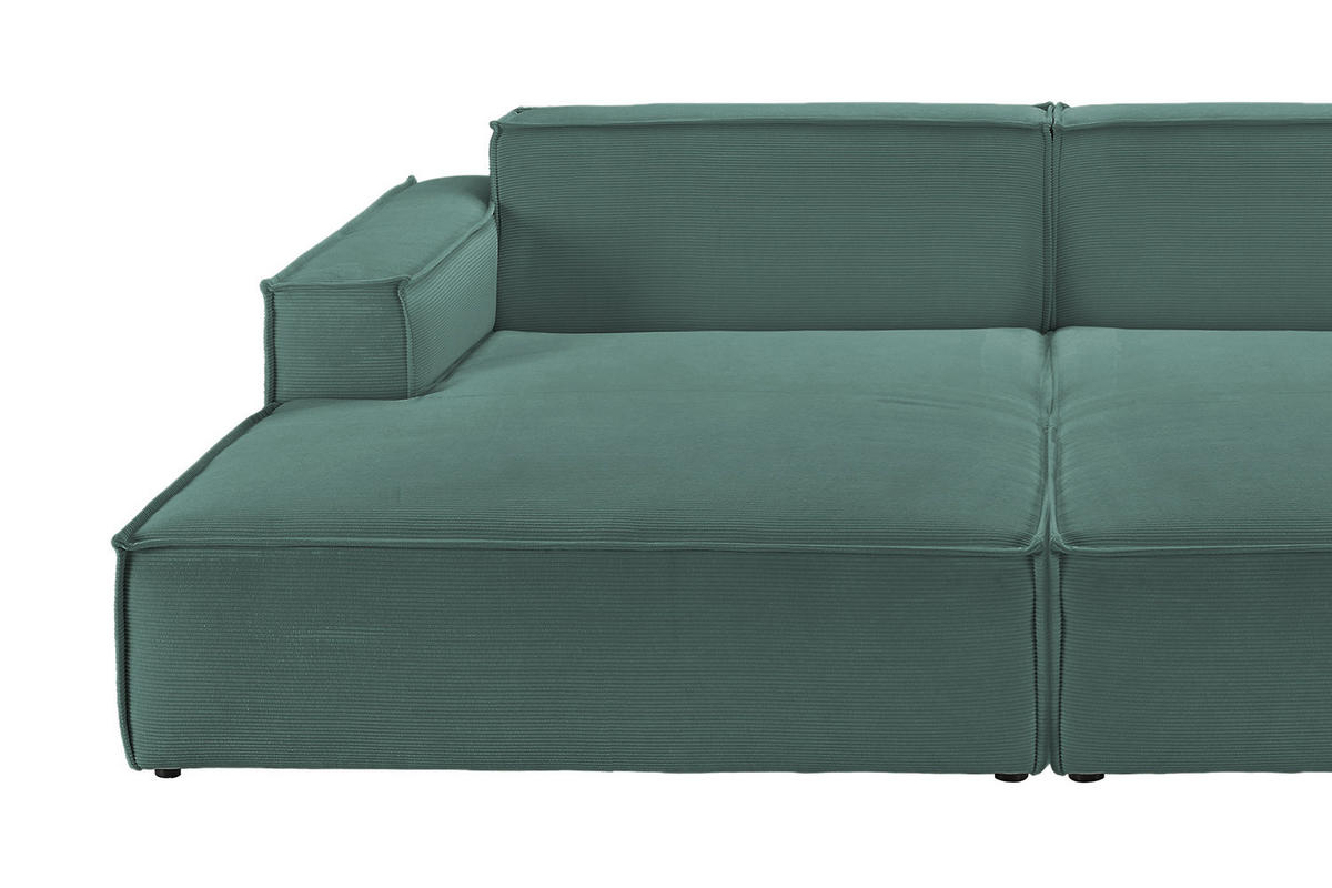 BIG SOFA SAMU Grün Cord - Schwarz/Grün, Textil (256/72/168cm) - KAWOLA