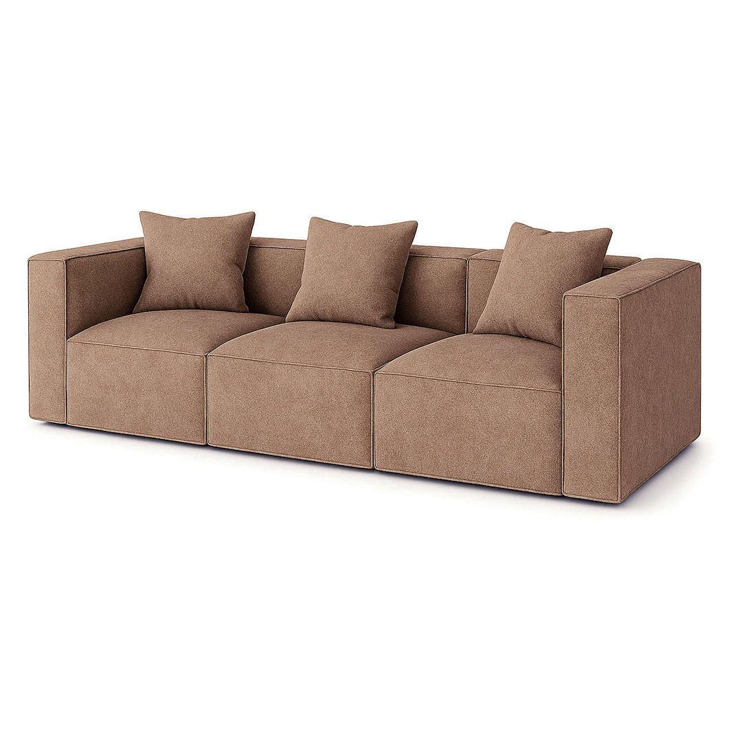 3-SITZER-SOFA Box Stoff Beige - Beige, Textil (256/65/92cm) - ebuy24