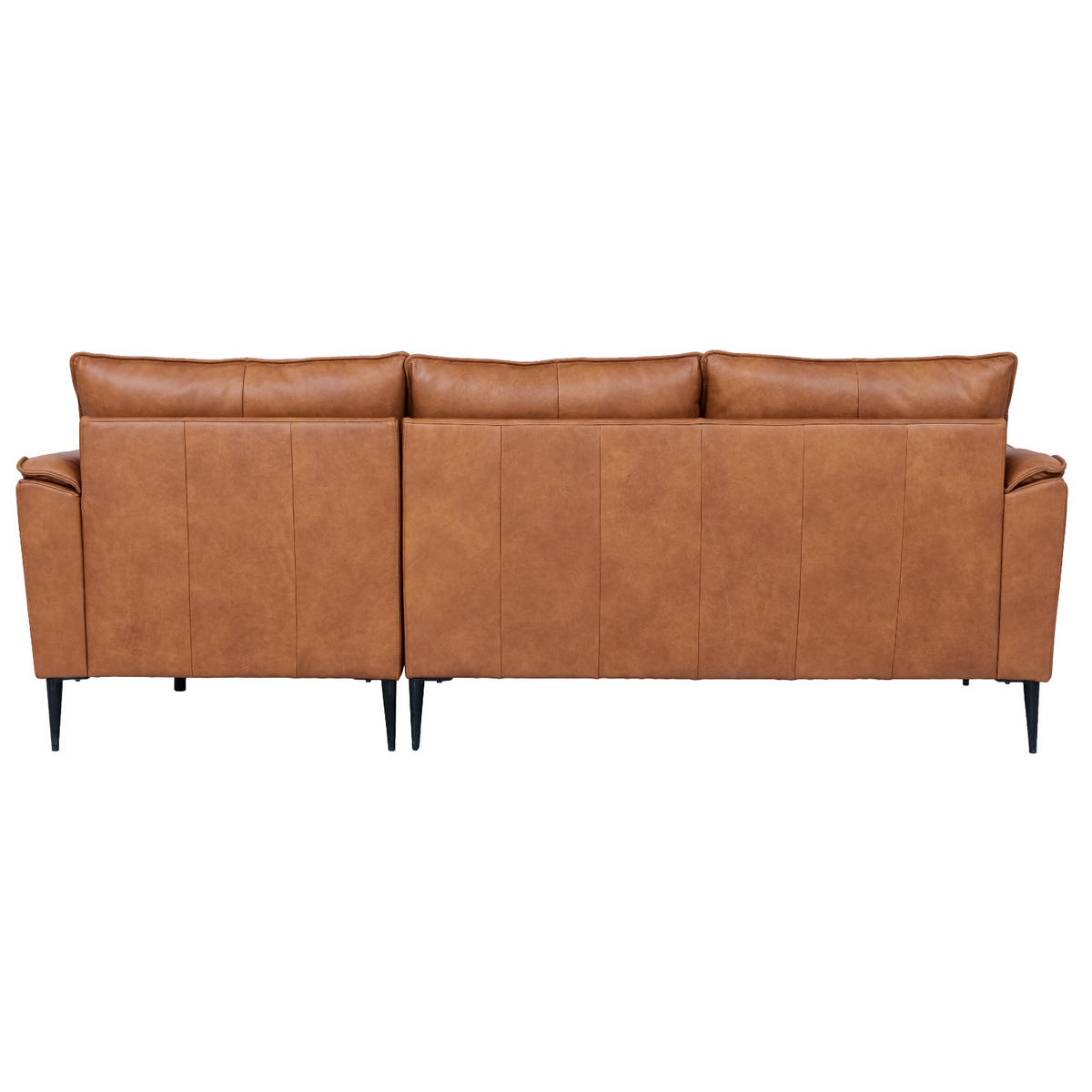 ECKSOFA Echtleder Braun - Schwarz/Braun, Leder/Metall (233/155cm) - Furnhouse
