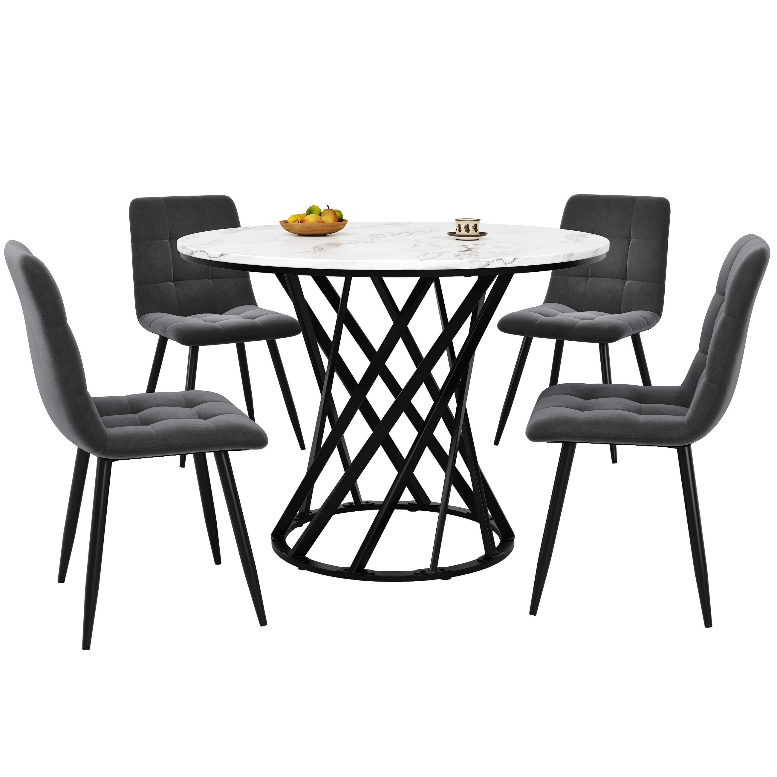 FLIEKS JÍDELNÍ SESTAVA 5dílná Kulatá 80cm MDF Samet