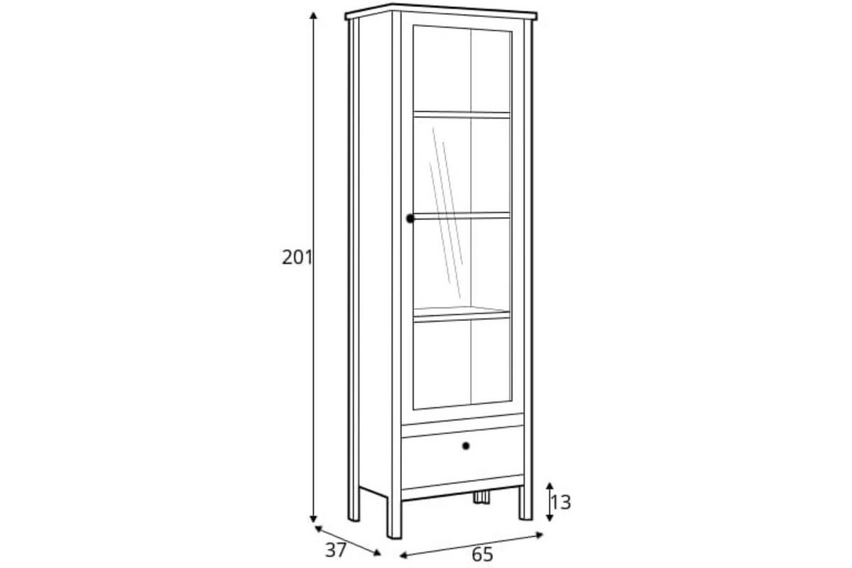 VITRINENSCHRANK FARGE mit Glastür, weiß - Weiß, Holz (65/201/37cm) - KONSIMO®