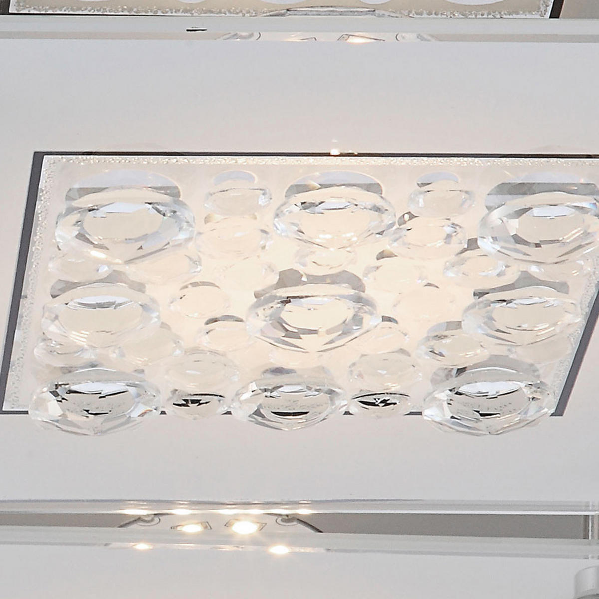 LED DECKENLEUCHTE Metall Silber Kristalloptik LOUISE - Silberfarben, Glas (42/42/9.5cm) - Globo Lighting