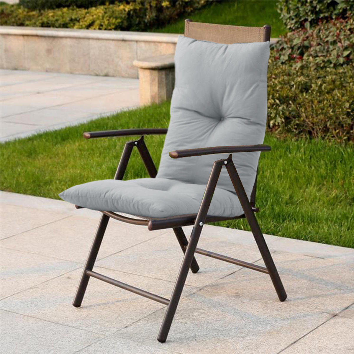 BANKKISSEN Hellgraues rechteckiges getuftetes Komfortabel & Langlebig Gestepptes Design 120 x 40 cm - Hellgrau, Textil (40/120cm) - Livingandhome