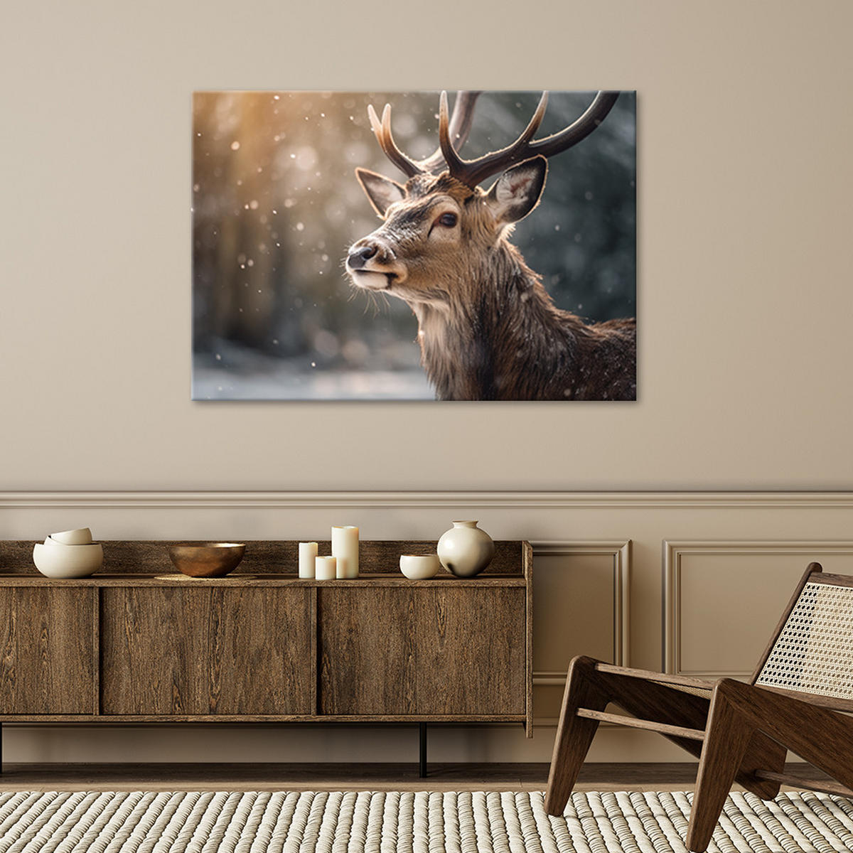 WANDBILD abstrakte hirsche - Braun, Textil (60/40cm) - Feeby