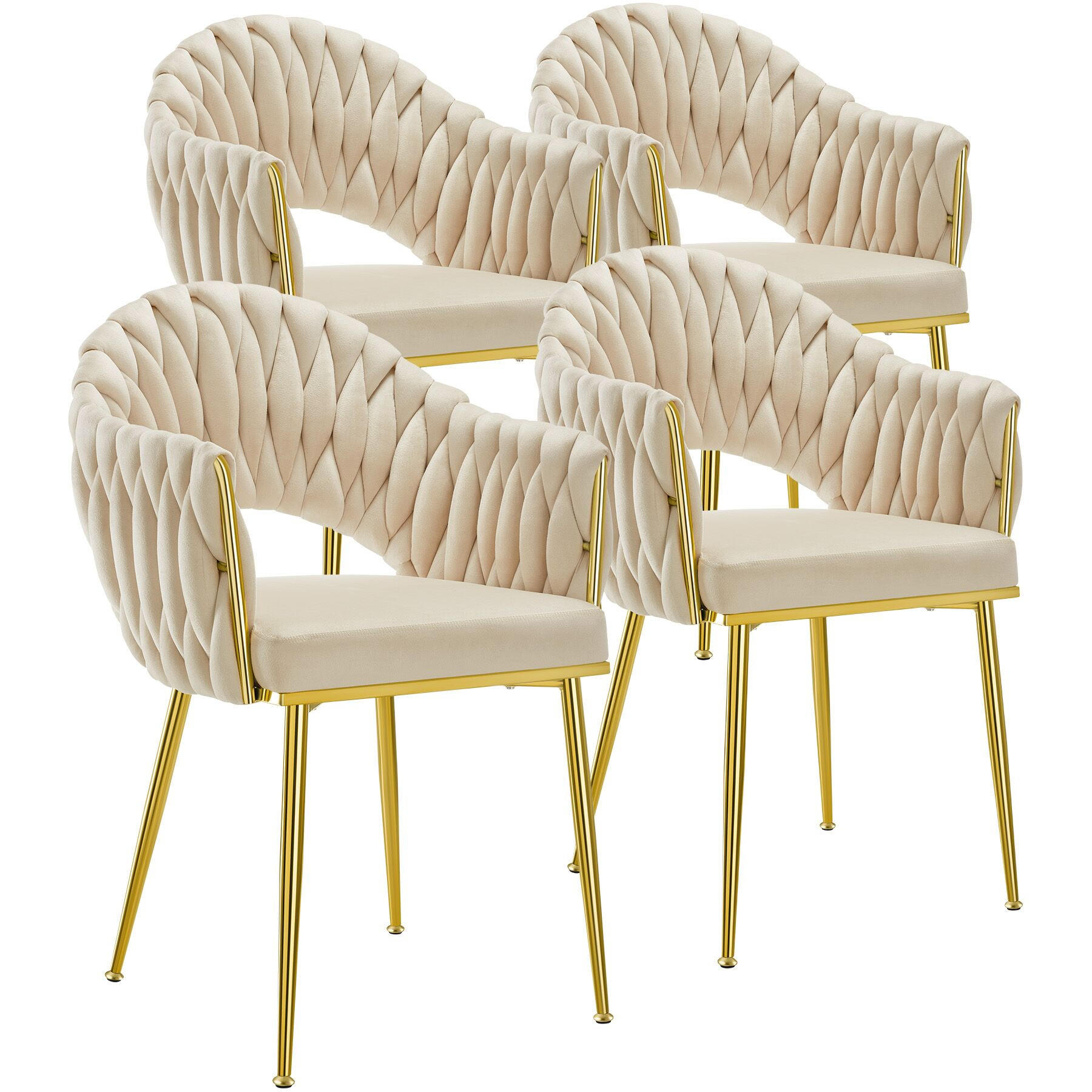 tectake Esszimmerstuhl Sand, Gold 55x84x57 cm