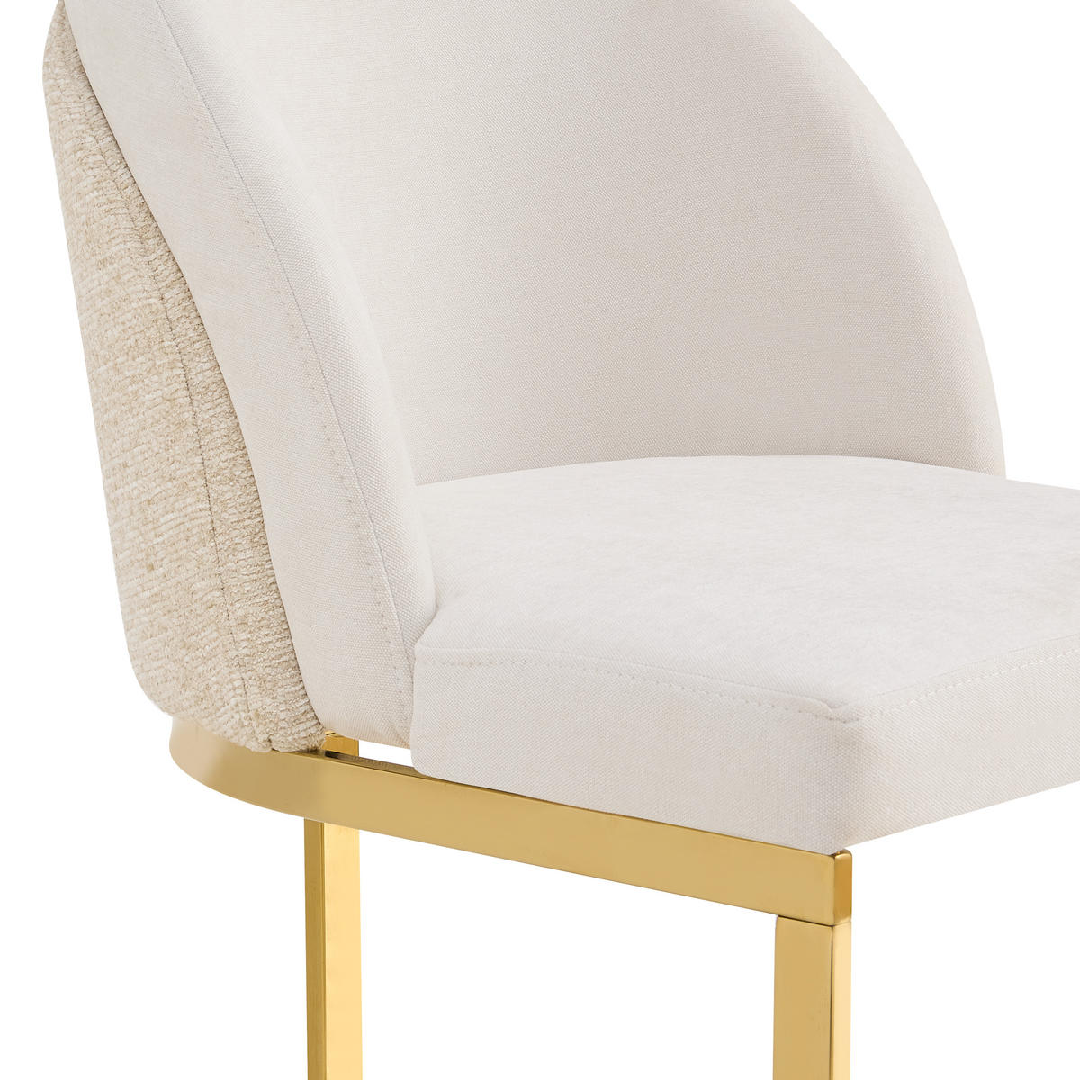 ESSZIMMERSTUHL 2er Set Chenille Beige Gold Modern - Beige, Textil (59/85/52cm) - FLIEKS