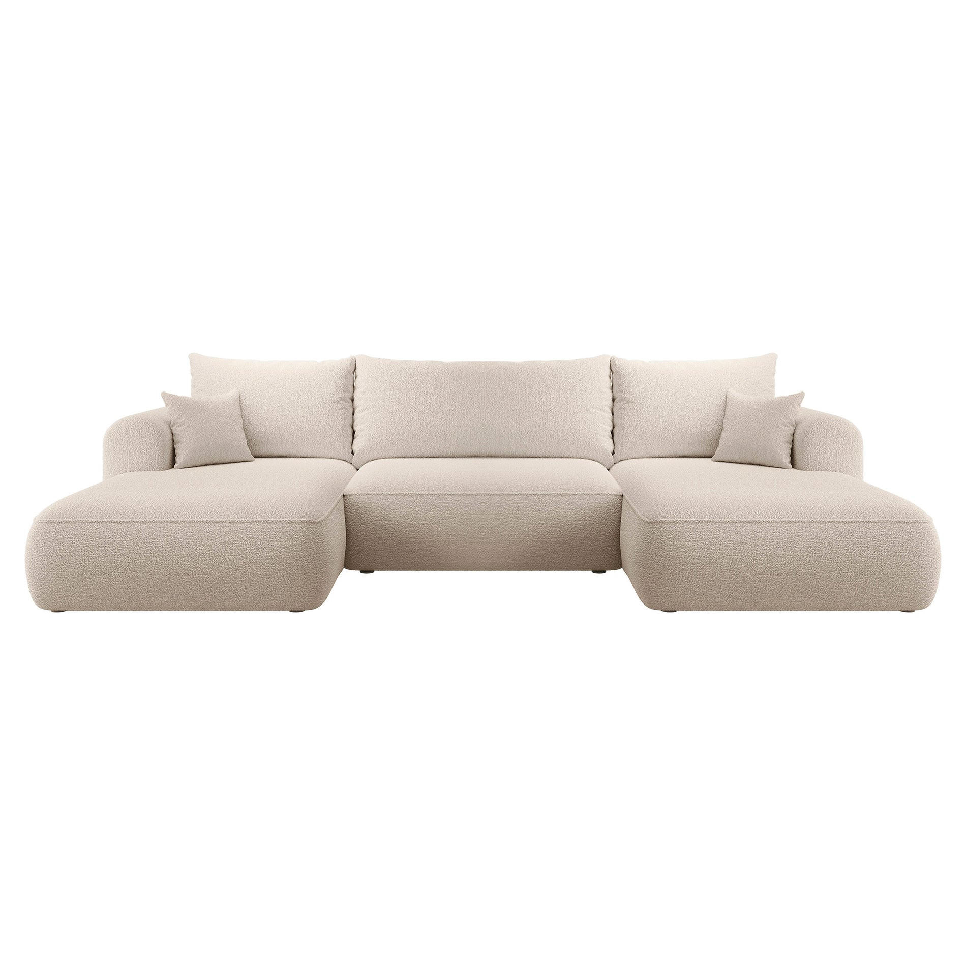 ECKSOFA Ovo Beige Bouclé - Beige/Schwarz, Kunststoff/Textil (380/95/167cm) - Selsey