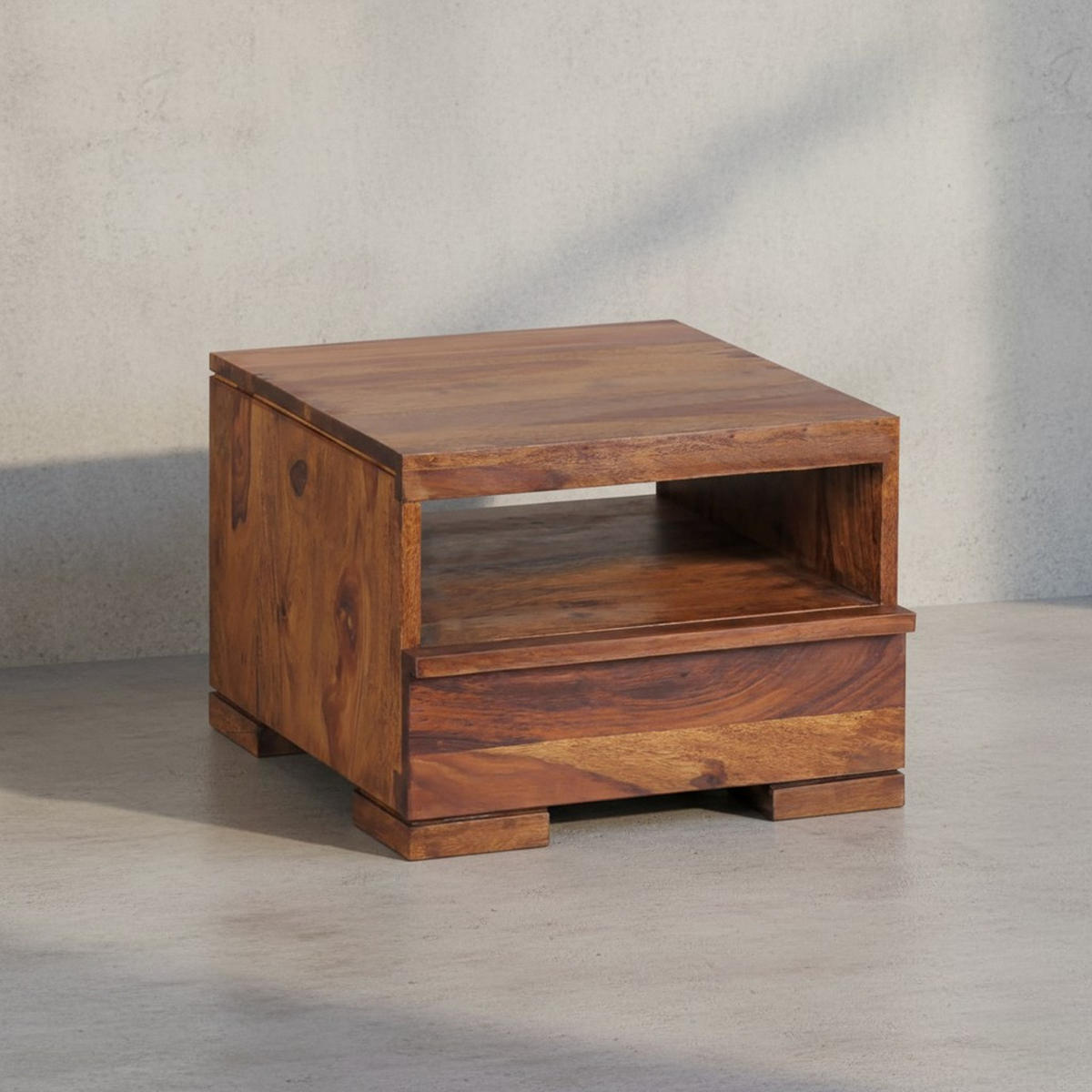 NACHTTISCH Massivholz Schublade Ablage Pflegeleicht NAKO, Braun 40x40x30 cm - Braun, Holz (40/30/40cm) - KADIMA DESIGN