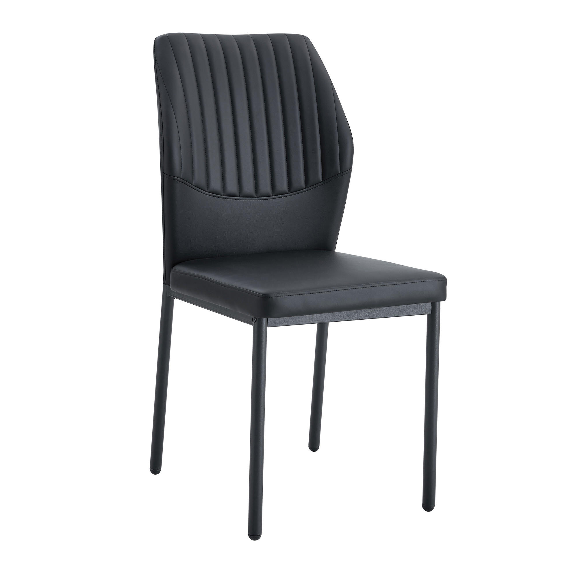 STUHL-SET DE-36578 4 Stück mit PU-Bezug und Metallbeinen Schwarz - Schwarz, Metall (42.6/93/43cm) - ComfortXL