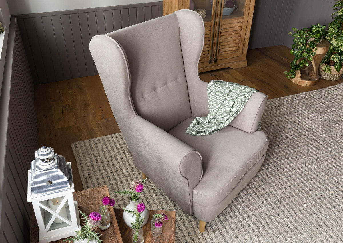 OHRENSESSEL 71x74x105 taupe SCANDI #110 - Taupe, Kunststoff (71/105/74cm) - Massivmoebel24