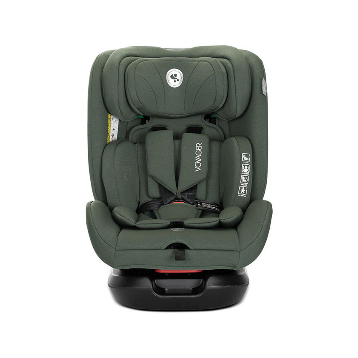 KINDERSITZ Voyager (40-150 cm) dunkelgrün Nackenkissen, Kopfstütze, Gurt, i-Size, Polyester, Memory Foam - Grün, Kunststoff (43/75/46cm) - Lorelli