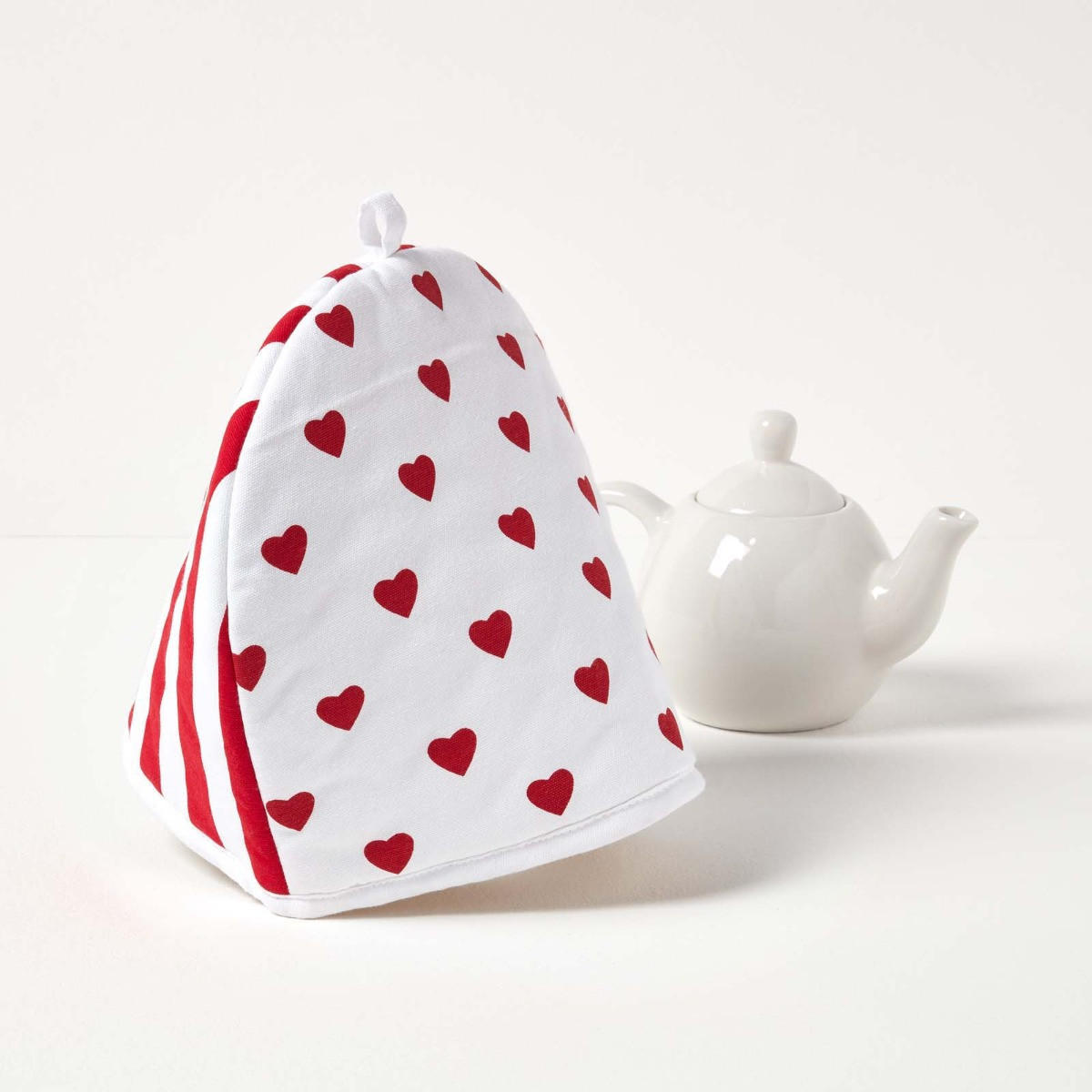 TEA COSY – Stoff-Teewärmer Herzen - Weiß, Textil (36/24/36cm) - Homescapes