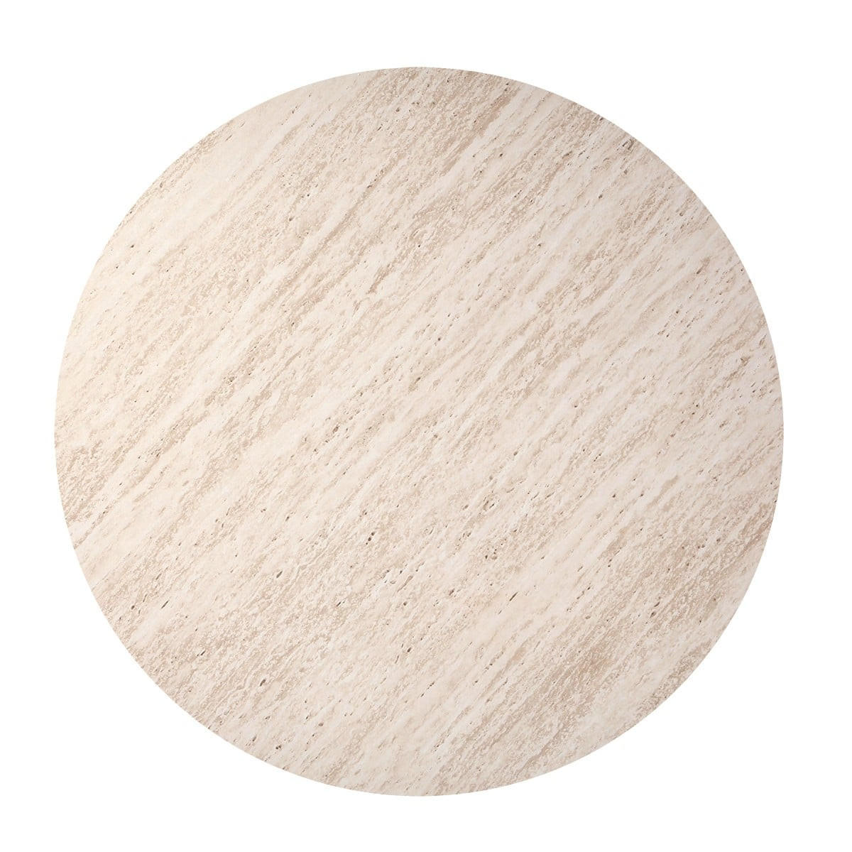 COUCHTISCH mit runder Tischplatte im Travertin-Optik 70/70/42 cm - Beige, Holzwerkstoff (70/70/42cm) - Calicosy