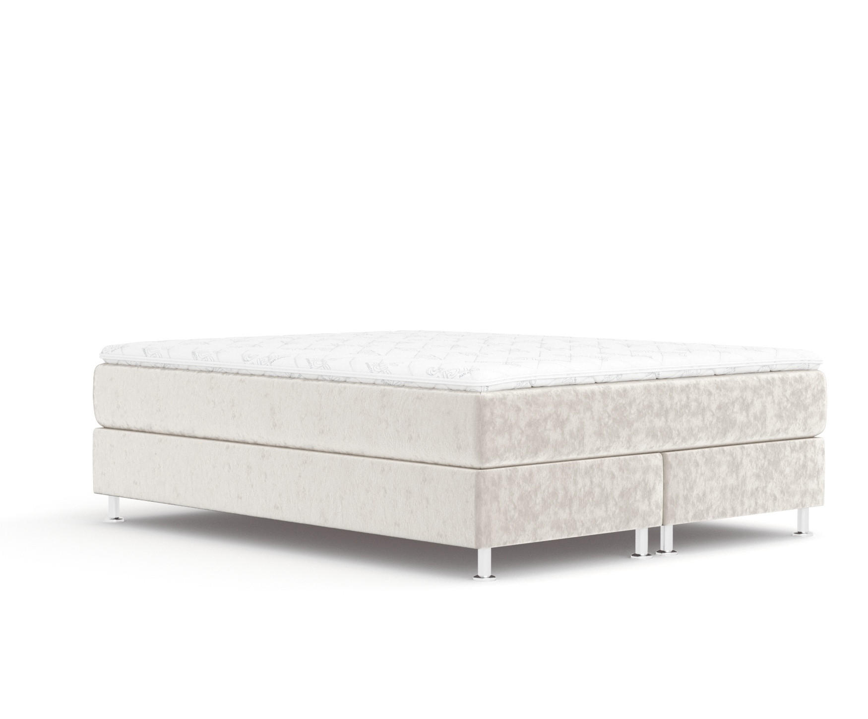 BOXSPRINGBETT Sub Ecru 140/200 cm mit Latex-Topper - Ecru/Silberfarben, Holz/Holzwerkstoff (140/200cm) - Maison de Reve