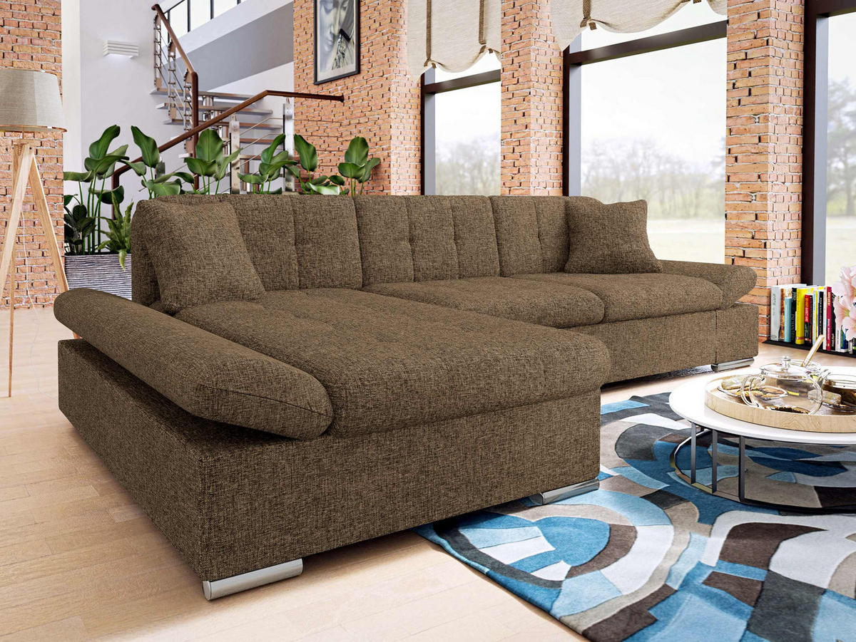 ECKSOFA Malwi, Seite: Links - Nussbaumfarben, Holz/Textil (278/161cm) - MIRJAN24