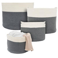 BAUMWOLL-WÄSCHEKORB 4er Set Grau - Grau, Textil (48/33/46cm) - Dunedesign