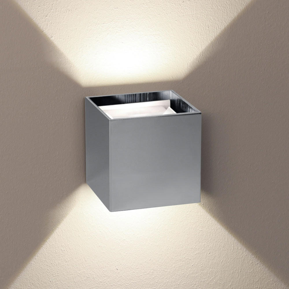 s.luce Led-Wandlampe Chrom 10x10x10 cm