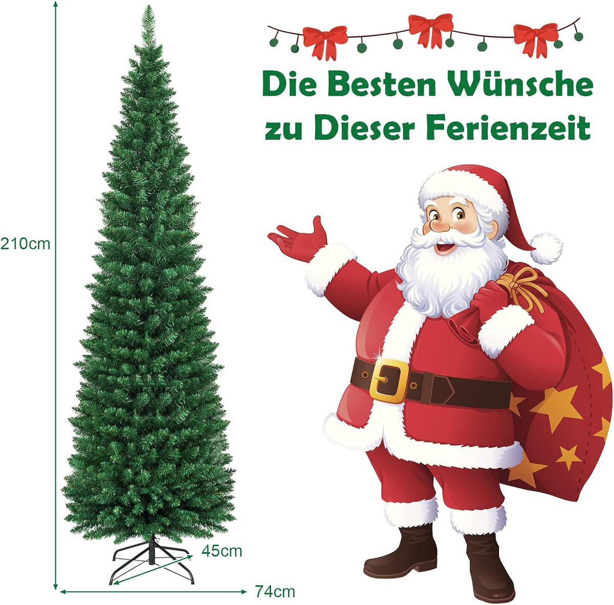 WEIHNACHTSBAUM 210cm Grün - Grün, Kunststoff (210cm) - COSTWAY