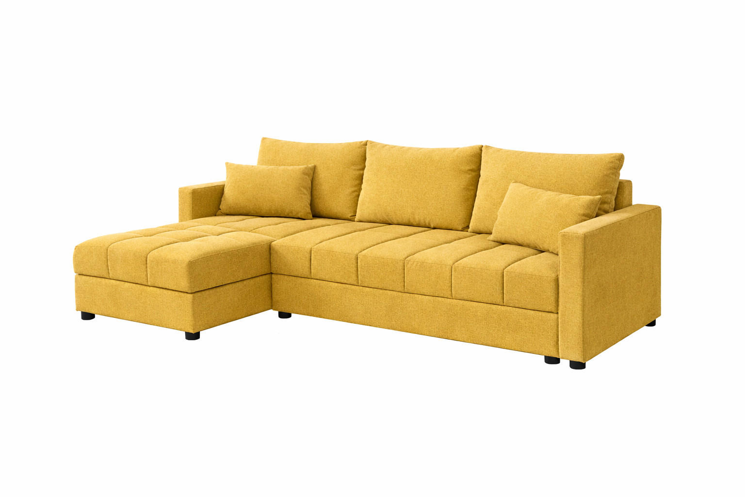 WOHNLANDSCHAFT AURELIA– Ecksofa in L-Form mit Schlaffunktion Bettkasten & Kissen Stoff KRONOS 226 cm Gelb - Gelb, Kunststoff (226/140cm) - Wohnideebilder