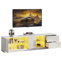 TV-ELEMENT in Weiß TV-Ständer mit LED für 65" Fernseher, geeignet für Wohnzimmer und Schlafzimmer, B160/T40/H52cm - Weiß, Glas/Holzwerkstoff (160/52/40cm) - STILVORA