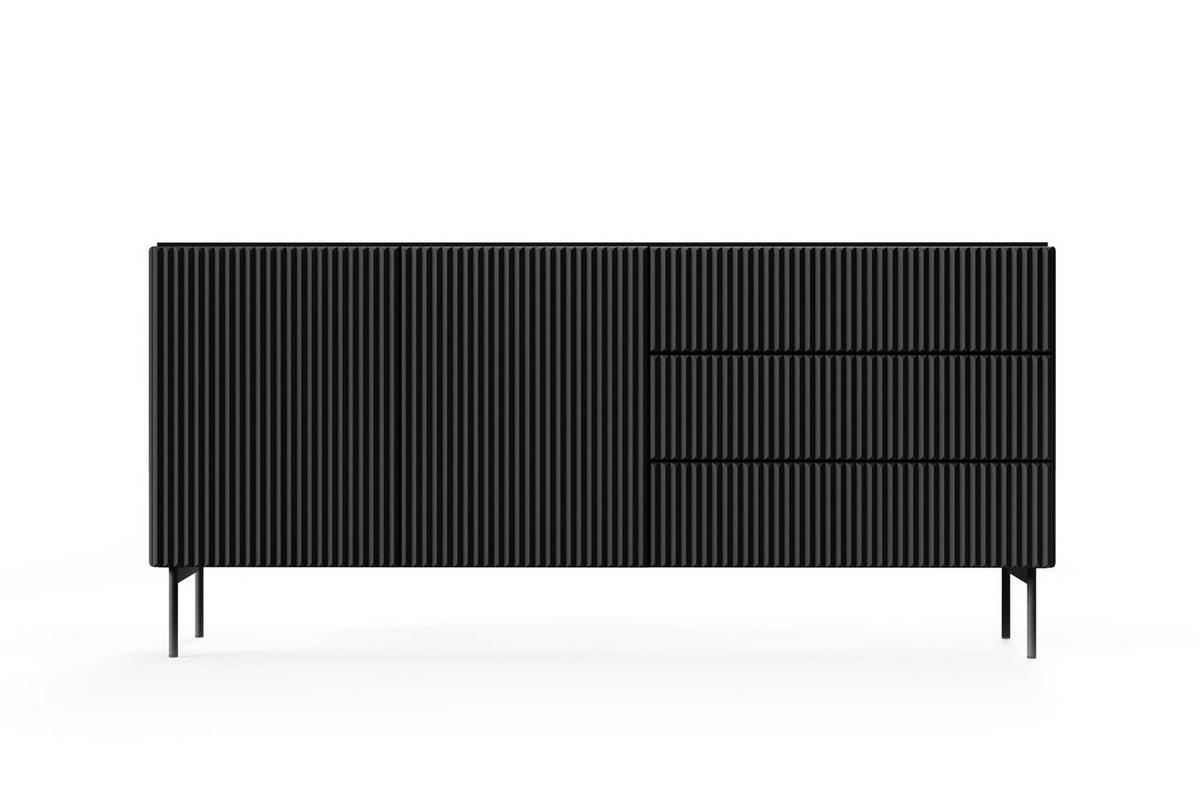 SIDEBOARD Tutti Schwarz, zweitürige mit Schubladen - Schwarz, Holzwerkstoff/Metall (177/81/40cm) - Bettso