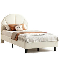 KINDERBETT 90x190 cm höhenverstellbarem Kopfteil,Einzelbett mit Lattenrost,Samtstoff, Beige - Beige, Holz/Holzwerkstoff (90/190cm) - BursDany