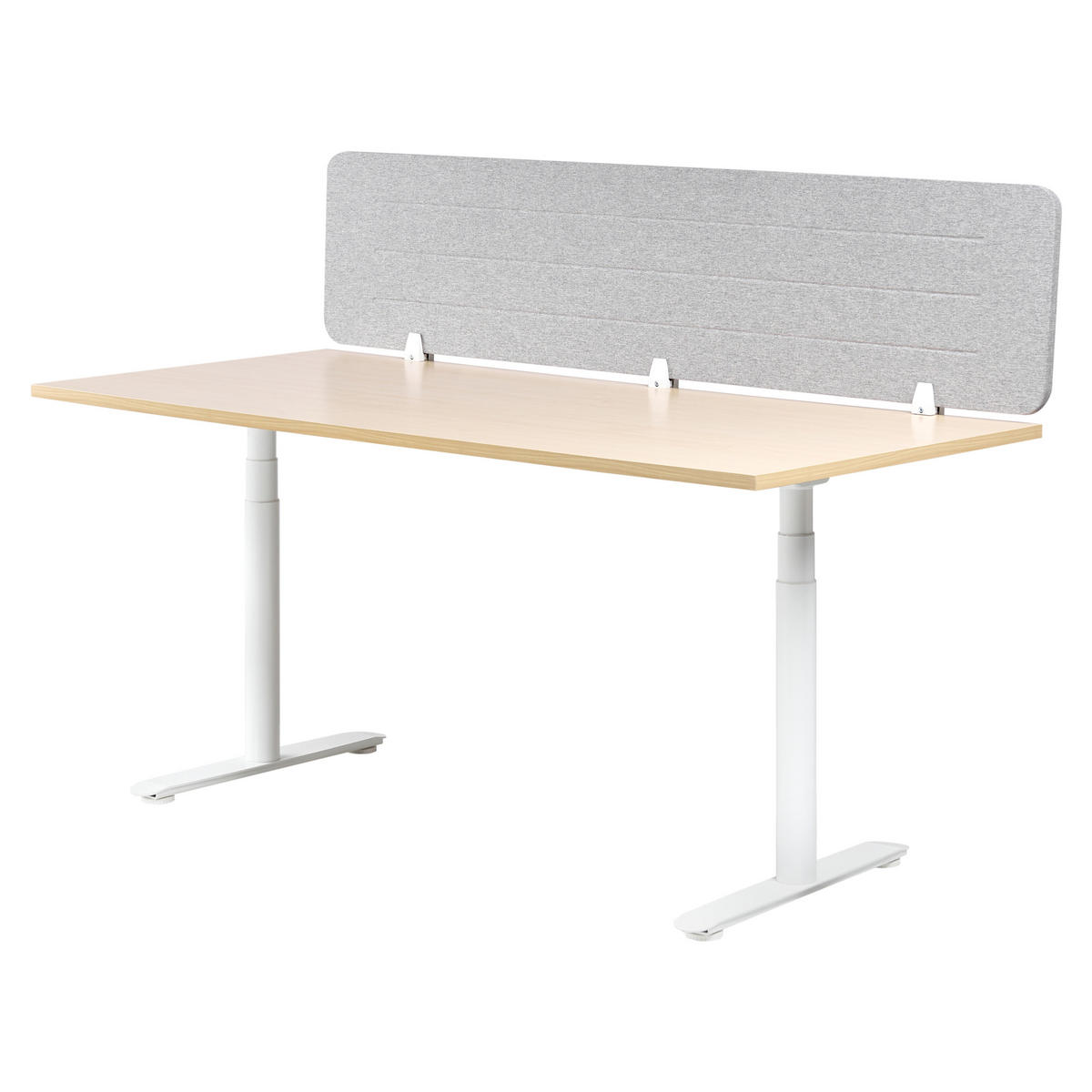 SCHREIBTISCHTRENNWAND Grau Ziggy - Hellgrau, Kunststoff (180/40/2cm) - Beliani