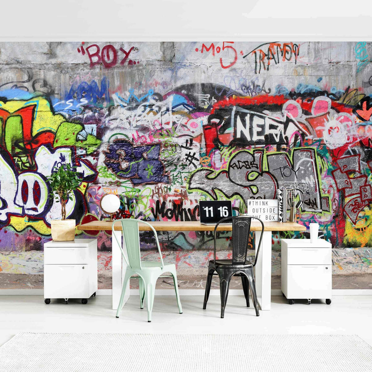 FOTOTAPETE Graffiti 288/190 cm - Blau, Papier (288/190cm) - Bilderwelten