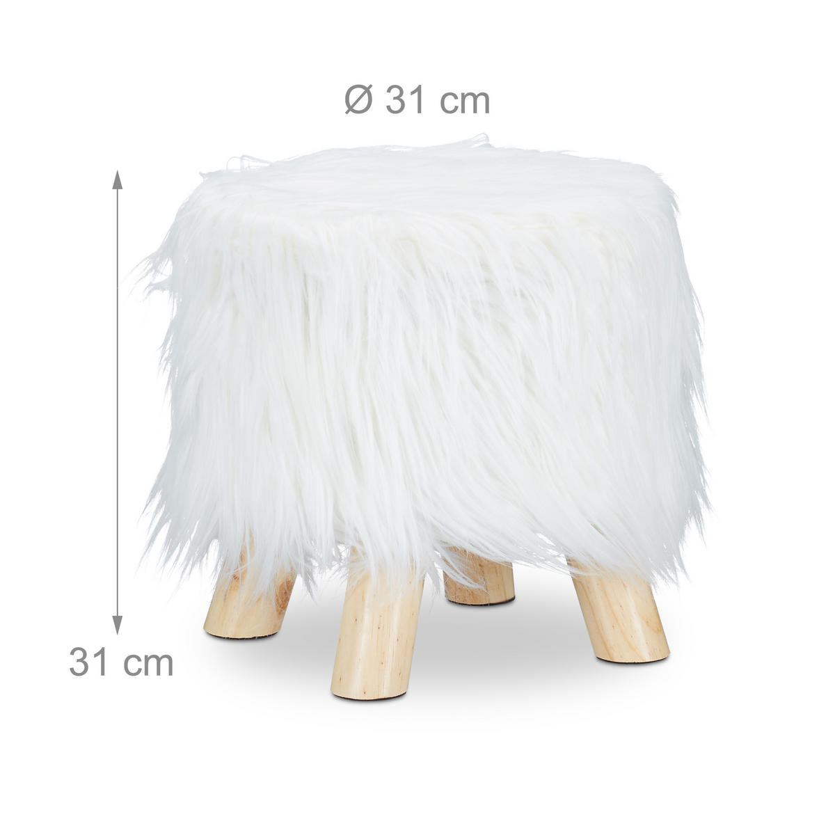 HOCKER - Weiß, Holz/Holzwerkstoff (31/31/31cm) - Relaxdays