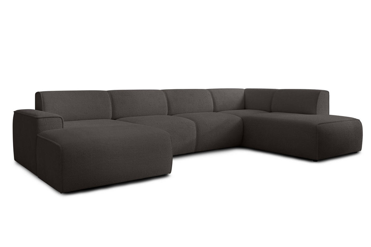 WOHNLANDSCHAFT Didim Grau 378/220/78 cm – großes Sofa stilvoll & bequem R - Schwarz/Grau, Kunststoff/Textil (378/78/220cm) - AX Living