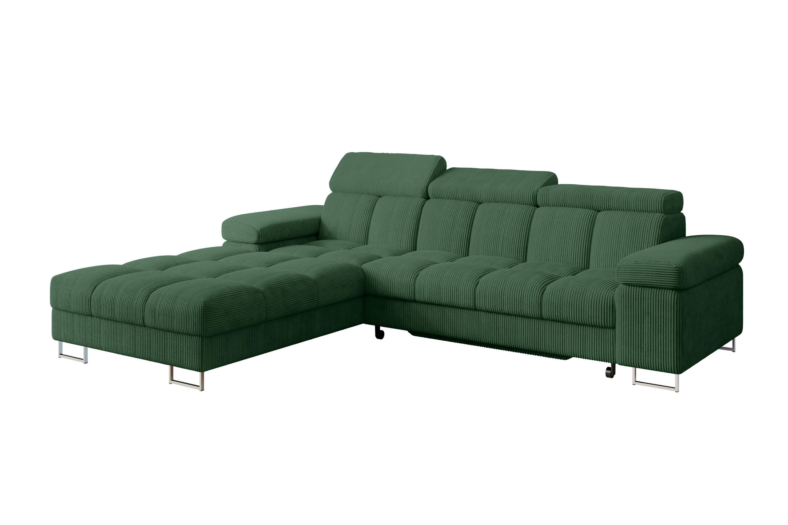 ECKSOFA mit Schlaffunktion Ottomane Links COMA L 271x203x79 Grün Cord - Waldgrün, Holzwerkstoff/Textil (271/203cm) - ALTDECOR