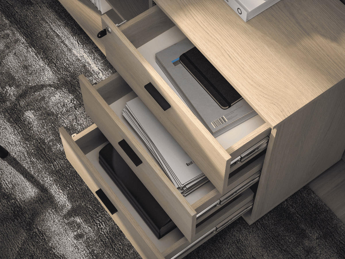 ECKSCHREIBTISCH – ODELIS 09 – Ergonomischer Arbeitstisch mit integriertem Stauraum - Schwarz, Holzwerkstoff (133/168/77cm) - hi-markt