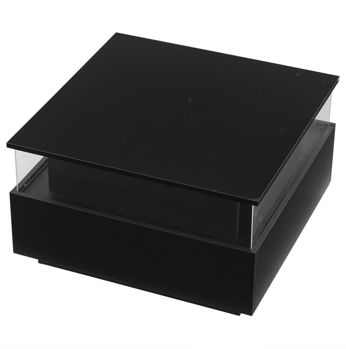 COUCHTISCH mit LED 70x70 cm Schwarz mit 2 Schubladen - Schwarz, Holzwerkstoff (70/70/41cm) - Meubliv