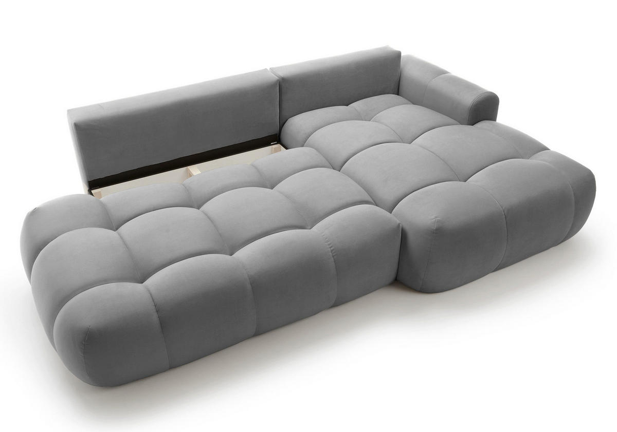 ECKSOFA Ombo Grau Velours 280 cm - Schwarz/Grau, Kunststoff/Textil (284/167cm) - Selsey