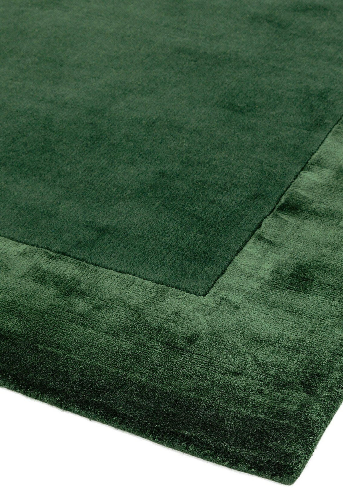 TEPPICH Wolle handgewebt einfarbig mit Viskosebordüre TYNE, Grün 160x230 cm - Grün, Textil (160/230cm) - KADIMA DESIGN