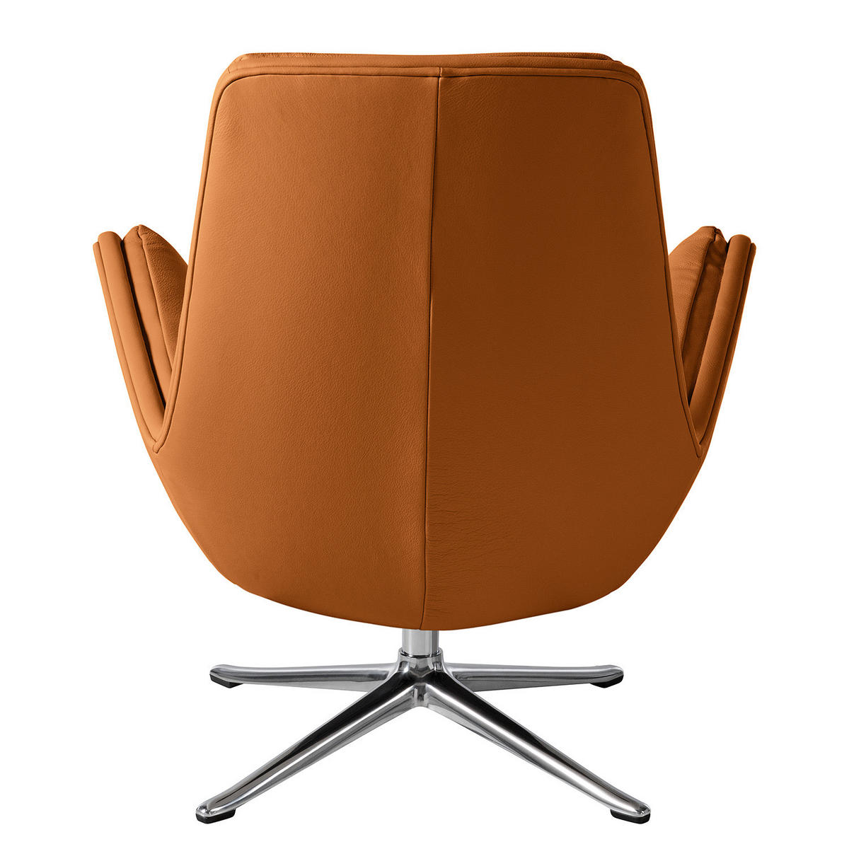 SESSEL mit Kreuzfuß - Chromfarben/Cognac, Leder/Metall (83/95/97cm) - home24