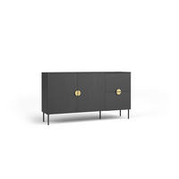 KOMMODE AXIS 159,9/87,6/40cm mit 2 Schubladen 2 Türen Schwarz - Schwarz, Holzwerkstoff (159.9/87.6/40cm) - MASSENO