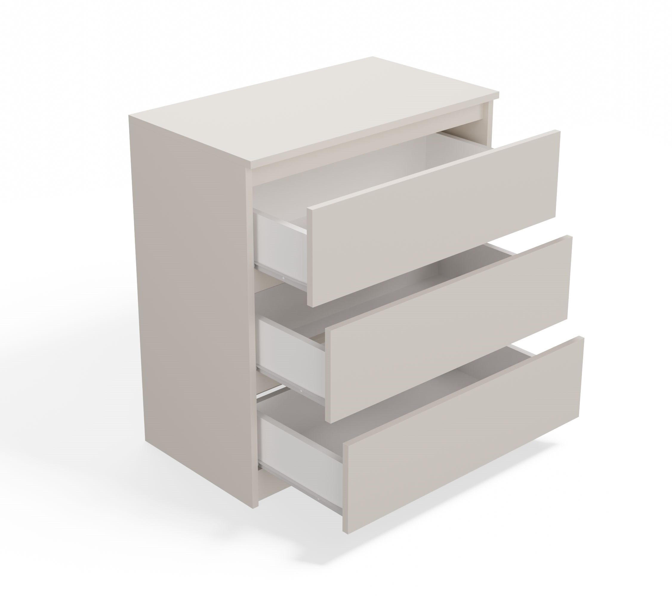 KOMMODE 3 SCHUBLADEN M3 - KASCHMIR BEIGE - Kaschmir, Holzwerkstoff (70/75/40cm) - CDF