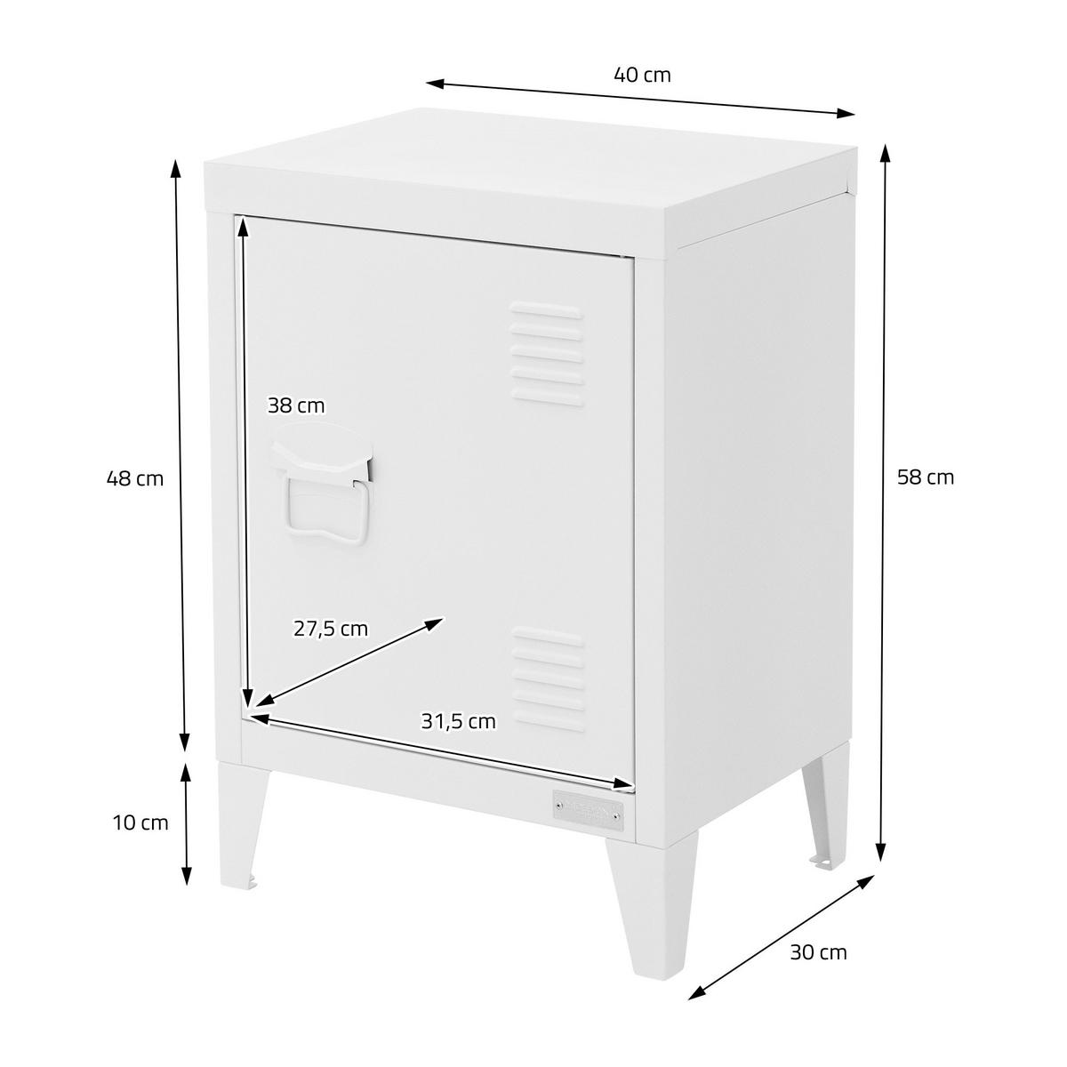 NACHTTISCH Weiß 40x30x58 cm aus Stahl - Weiß, Metall (40/58/30cm) - ML-DESIGN