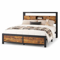 METALLBETT 140/200 cm in Natur mit Stauraum-Kopfteil und Ablage - Braun, Holzwerkstoff/Metall (140/200cm) - CHICFURN