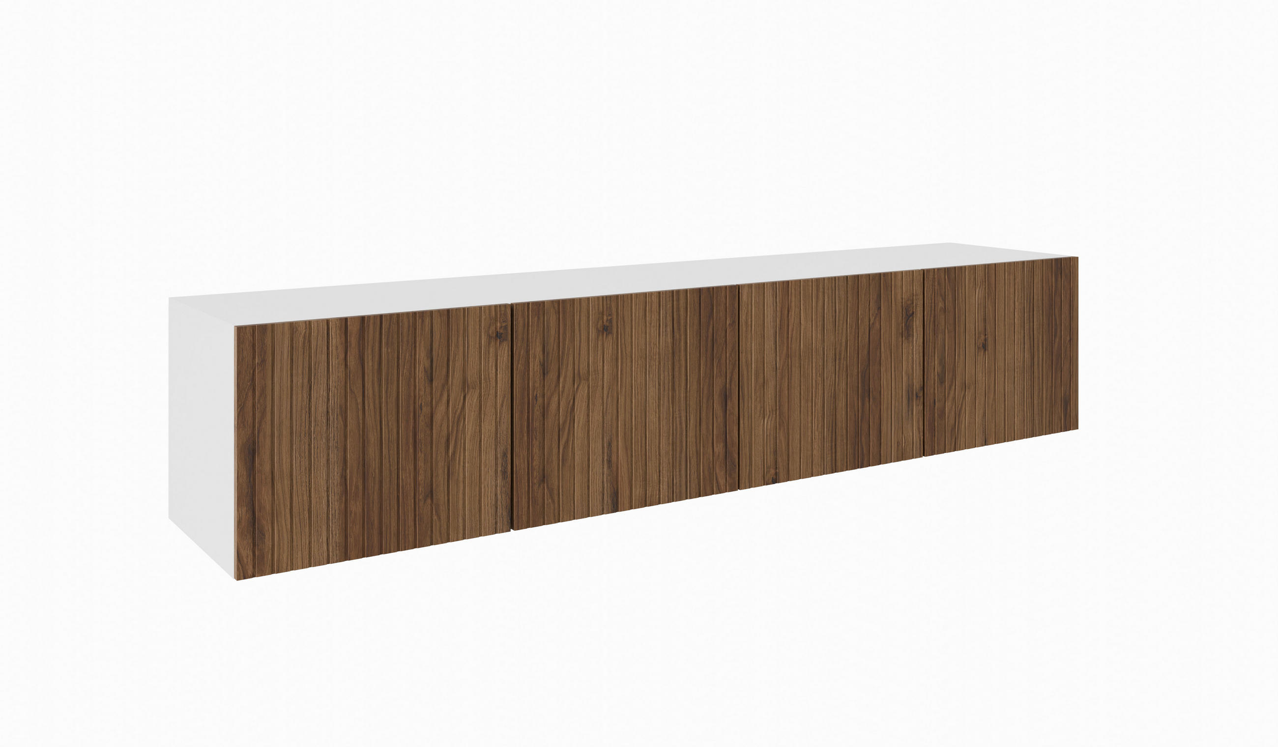 Meblini Tv-Schrank Weiß, Wildeiche 200x41x40 cm