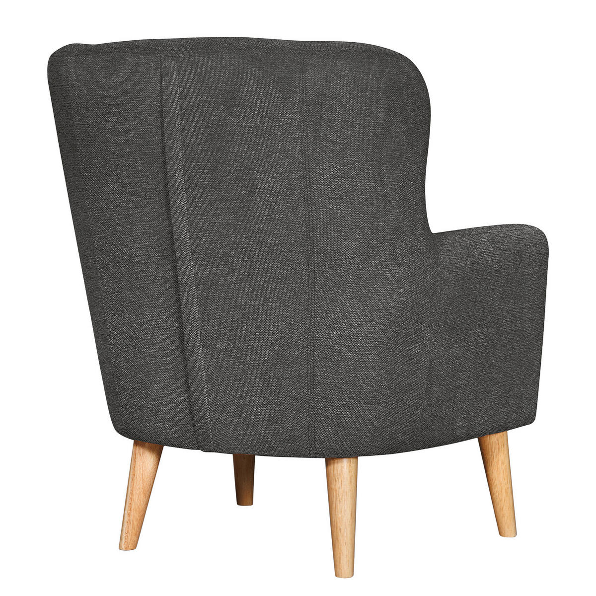 SESSEL mit Hocker - Anthrazit, Birkenholz/Textil (75/96/78cm) - home24
