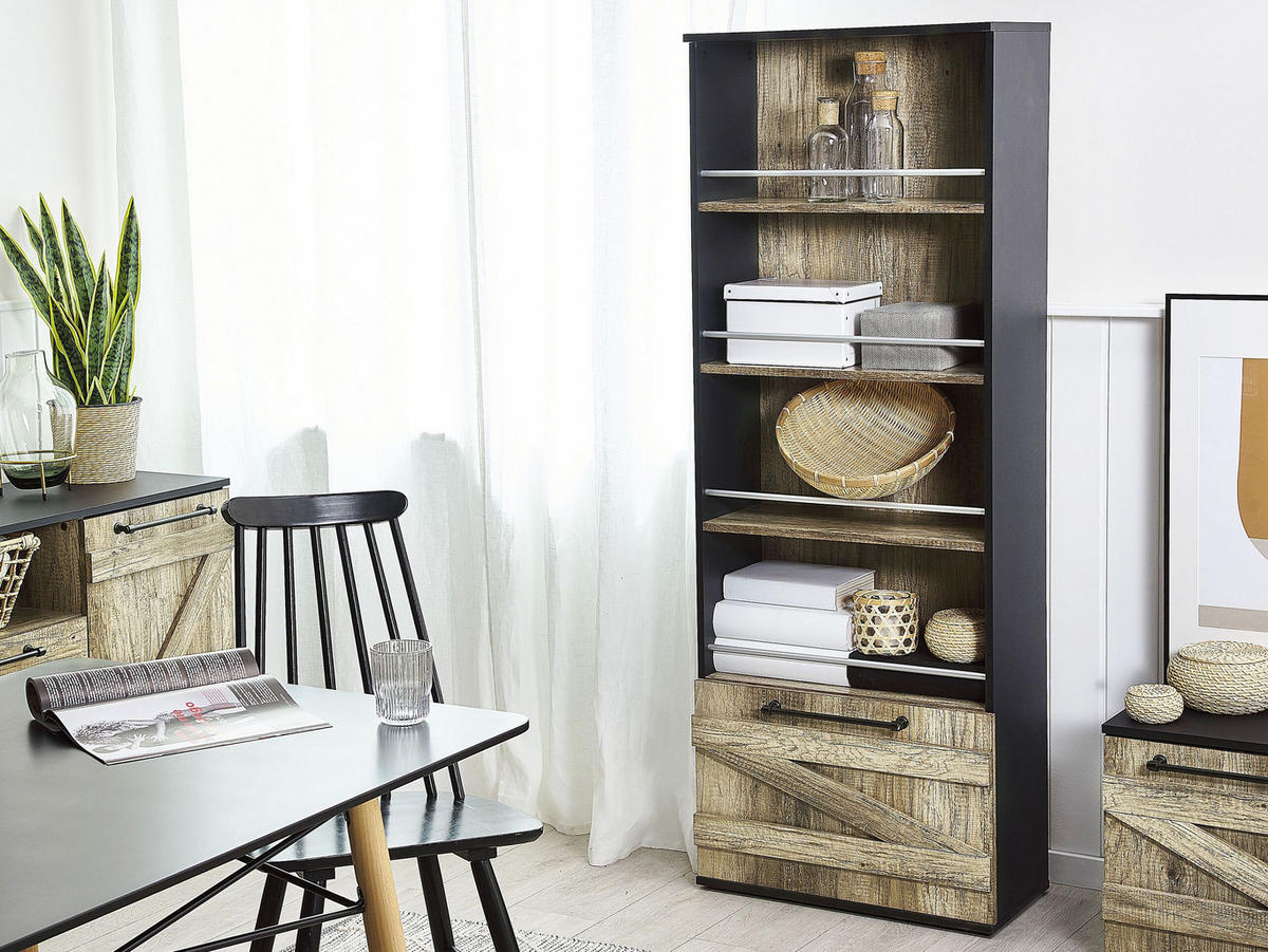 REGAL 4 Fächer Salter - Hellbraun, Holzwerkstoff (60/163/30cm) - Beliani