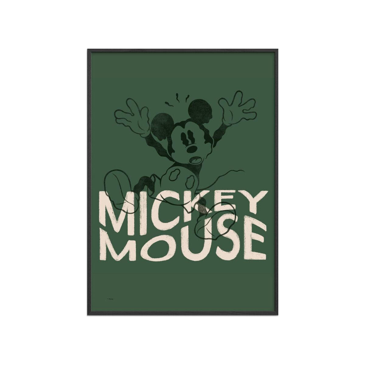 POSTER mit Rahmen Disney - Disney - Mickey Mouse Wavy Green - Schwarz/Grün, Holz/Papier (30/40cm) - Poster&Frame